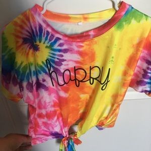 Tie dye crop - Happy